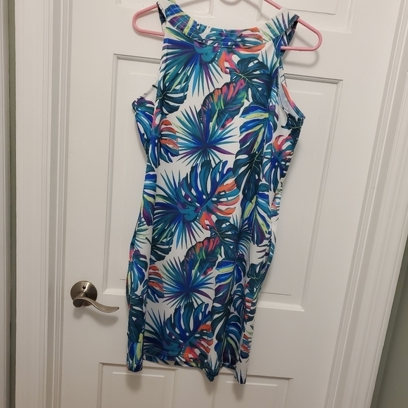 Caribbean Joe Tropical Print Tank Dress Size Medium, Beachwear, Colorful - Picture 10 of 12